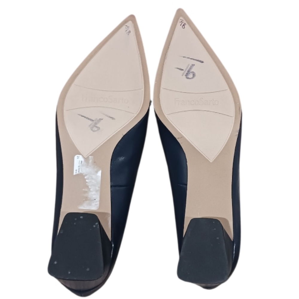 SOLD Franco Sarto Racer Pump Navy Block Heel - Picture 15 of 16
